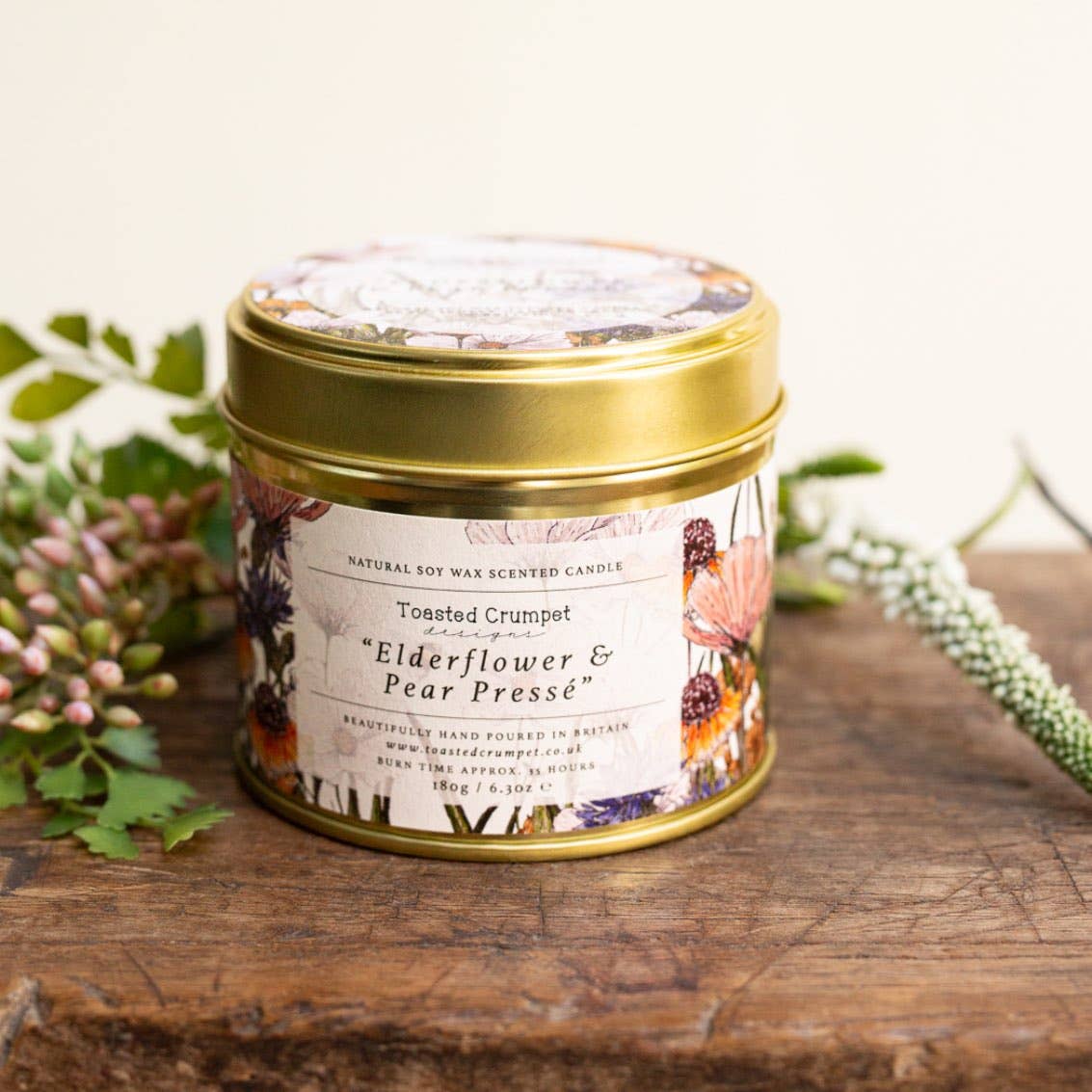 Elderflower & Pear Presse Candle in a Matt Gold Tin - Wilde Ivy