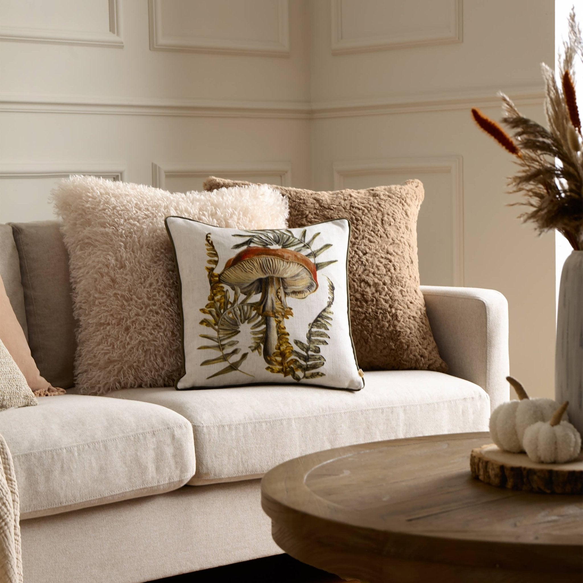 Kielder Forest Hatfield Printed Cushion Natural: Natural / Polyester Filled / 43 x 43cm - Wilde Ivy