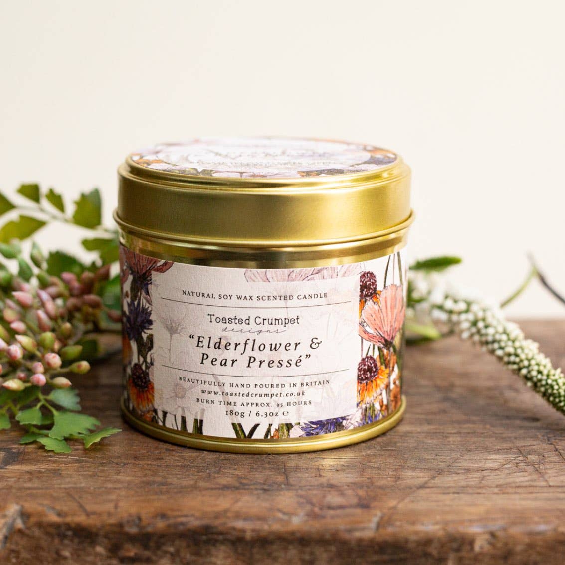 Elderflower & Pear Presse Candle in a Matt Gold Tin - Wilde Ivy
