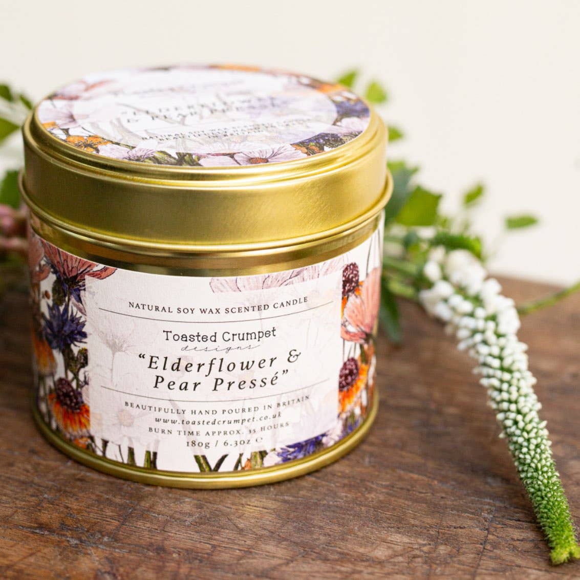 Elderflower & Pear Presse Candle in a Matt Gold Tin - Wilde Ivy