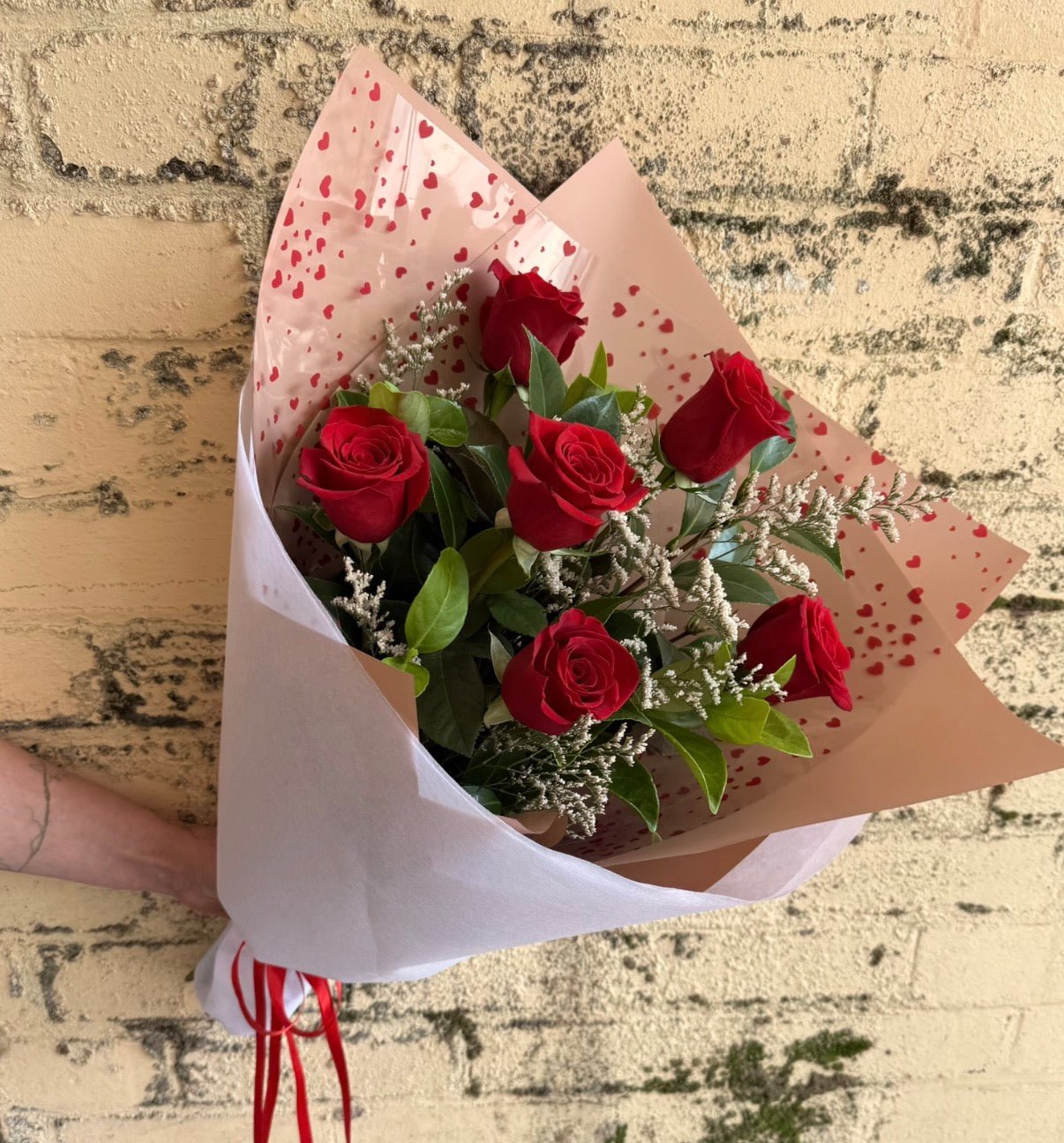 Half Dozen Long Stem Premium Rose Bouquet - Wilde Ivy