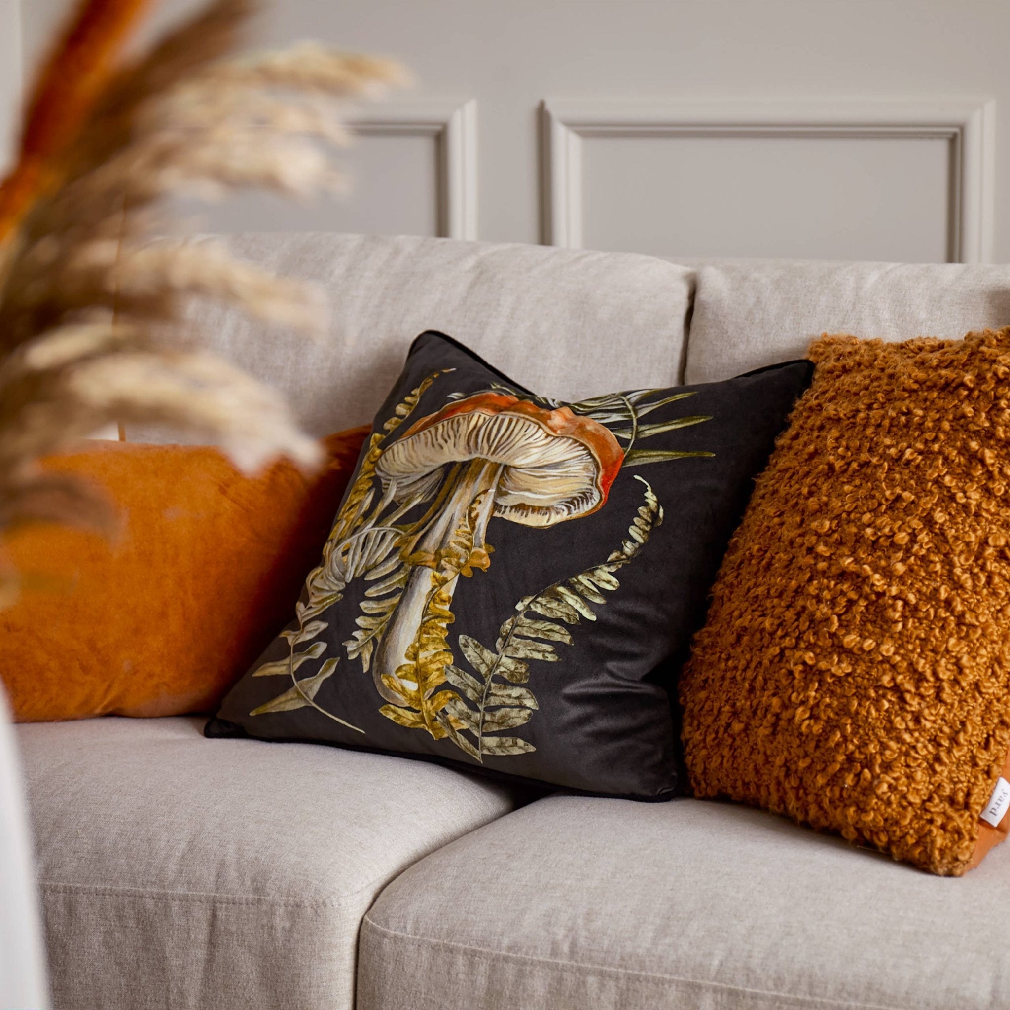 Kielder Forest Hatfield Printed Cushion Black: Black / Polyester Filled / 43 x 43cm - Wilde Ivy
