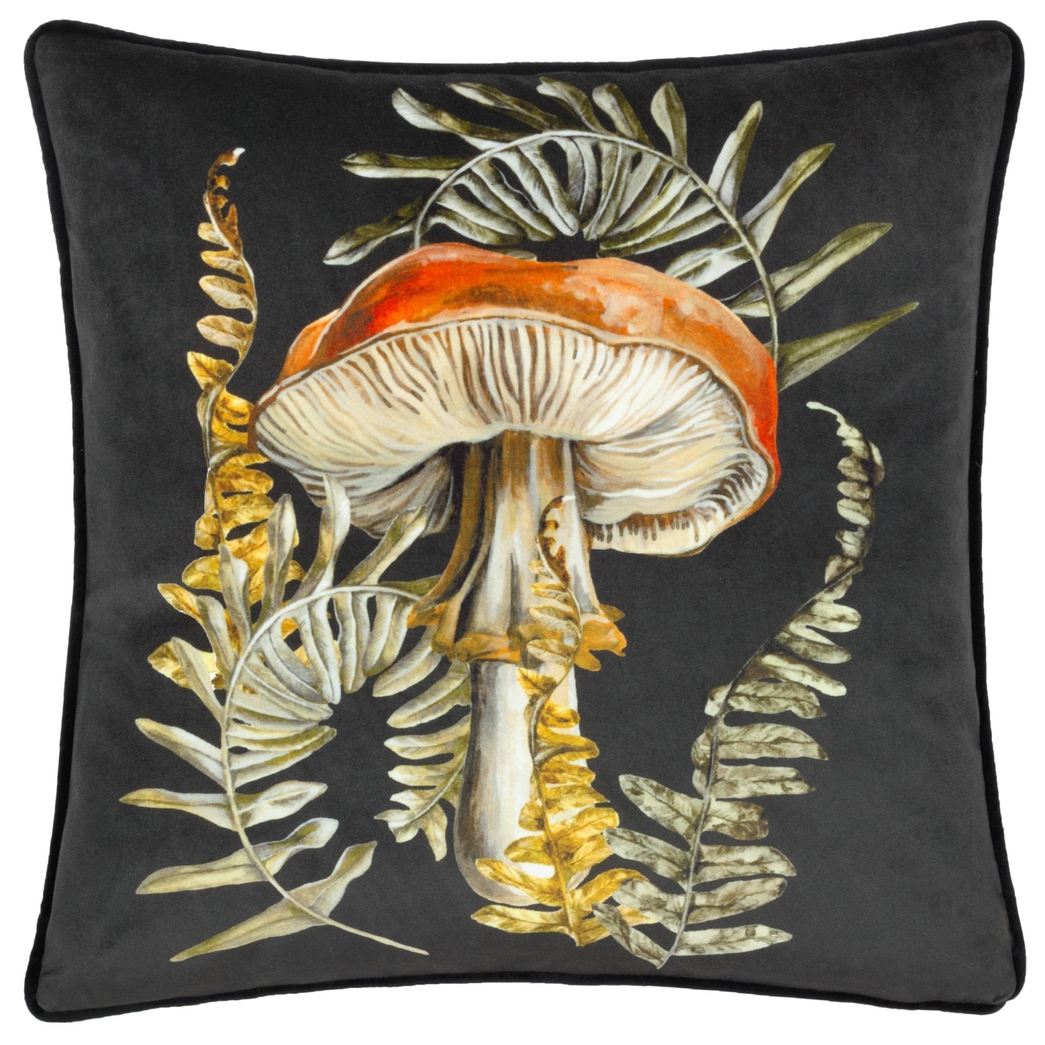 Kielder Forest Hatfield Printed Cushion Black: Black / Polyester Filled / 43 x 43cm - Wilde Ivy