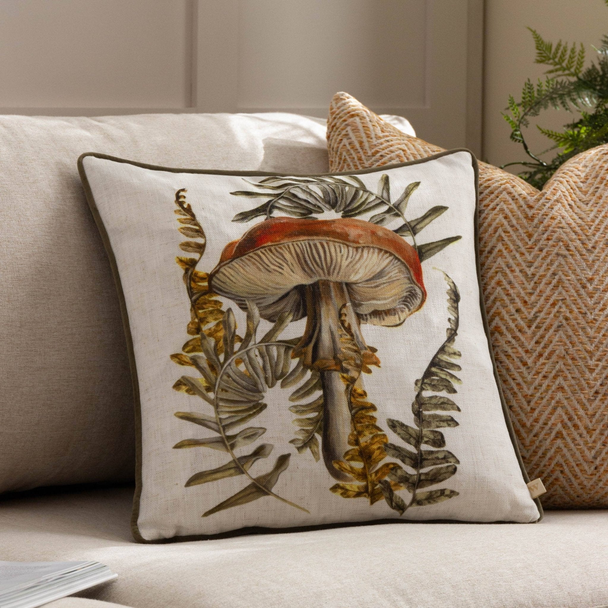 Kielder Forest Hatfield Printed Cushion Natural: Natural / Polyester Filled / 43 x 43cm - Wilde Ivy